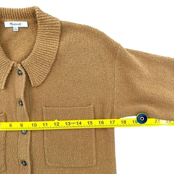 Madewell Holmen Button-Up Front Pockets Short-Sleeve Camel Brown Cardigan XS - Picture 5 of 6